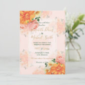 ピンクアンドオレンジフローラアートデザイン 招待状 (スタンド正面)