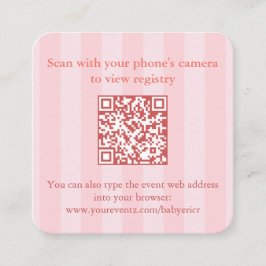 ピンクアンドオレンジロブスターブライダルシャワーQRコードRSVP エンクロージャーカード