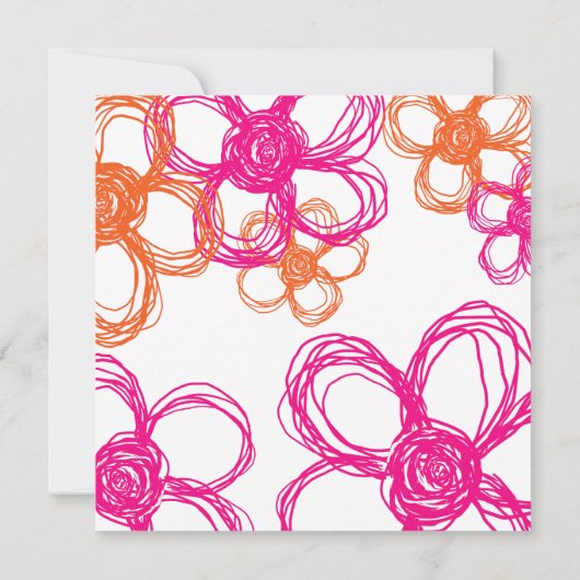 ピンクアンドオレンジワイルドフラワーズ結婚式招待状 招待状 (裏面)