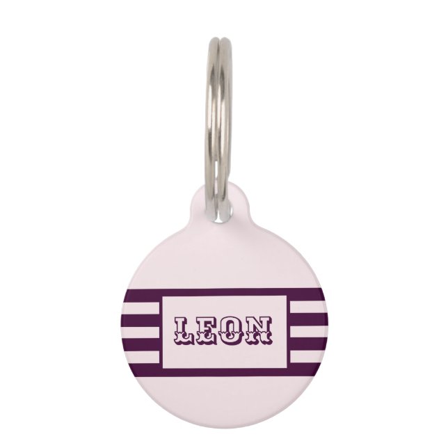 ピンクアンドクリムゾンレッドラインパーソナライズされたペット用名札 ペット　ネームタグ (正面)