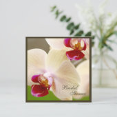 ピンクアンドクリームオーキッドブライダルシャワースクエア 招待状 (スタンド正面)