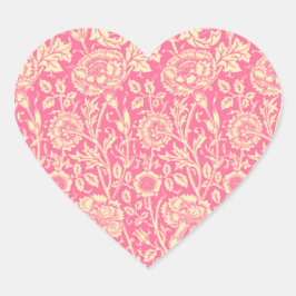 ピンクアンドクリームカーネーションヴィンテージプリント ハートシール