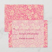 ピンクアンドクリームカーネーションヴィンテージプリント 出欠カード (正面/裏面)