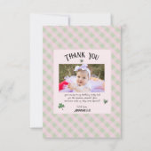 ピンクアンドグリーンアイルランド子供の誕生日 サンキューカード (正面)