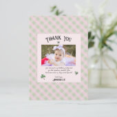 ピンクアンドグリーンアイルランド子供の誕生日 サンキューカード (スタンド正面)