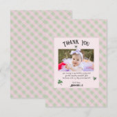 ピンクアンドグリーンアイルランド子供の誕生日 サンキューカード (正面/裏面)