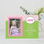 ピンクアンドグリーンアリゲーター誕生日招待状 招待状 (スタンド正面)