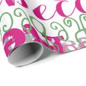 ピンクアンドグリーンガールズネームコラージアロバープリント ラッピングペーパー (ロールコーナー)
