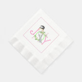 ピンクアンドグリーンクリスマス紙ナプキンス 縁ありランチョンナプキン (角)