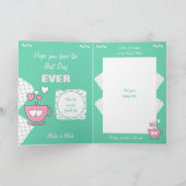 ピンクアンドグリーンコーヒー&フレンズ誕生日 カード (内部)