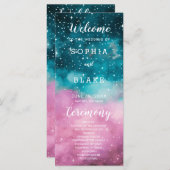 ピンクアンドグリーンスターズシナ結婚式 プログラム (正面/裏面)