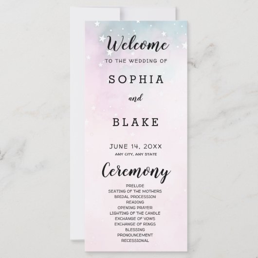 ピンクアンドグリーンスターズシナ結婚式 プログラム (正面)
