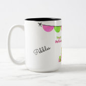 ピンクアンドグリーンダッシュント誕生日マグ ツートーンマグカップ (左)