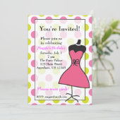 ピンクアンドグリーンドレス型枠マネキン招待状 招待状 (スタンド正面)