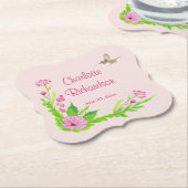 ピンクアンドグリーンノスタルジックフローラ紙コースター ペーパーコースター (アングル)