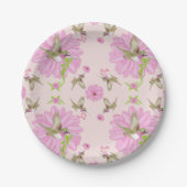 ピンクアンドグリーンノスタルジックフローラ紙プレート ペーパープレート (正面)