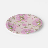 ピンクアンドグリーンノスタルジックフローラ紙プレート ペーパープレート (アングル)