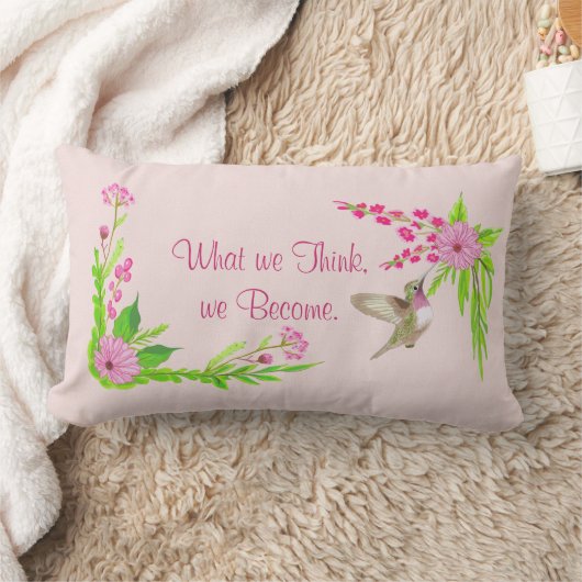 ピンクアンドグリーンノスタルジックフローラ装飾用クッション ランバークッション (ブランケット)