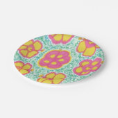 ピンクアンドグリーンハイビスカスプリント紙プレート ペーパープレート (アングル)