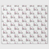 ピンクアンドグリーンパームビーチゴルフカート ラッピングペーパー (フラット)