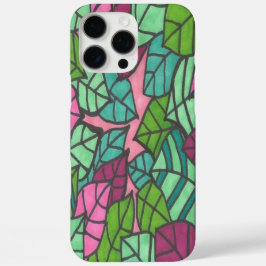 ピンクアンドグリーンパーム葉プリント iPhone 16 PRO MAXケース