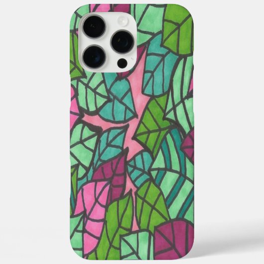 ピンクアンドグリーンパーム葉プリント Case-Mate iPhoneケース (裏面)