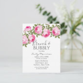 ピンクアンドグリーンピーニーブランチ&バブリー招待状 招待状 (スタンド正面)
