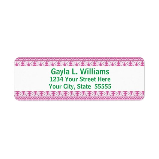 ピンクアンドグリーンホリデーカスタム差出人住所 ラベル (正面)