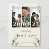 ピンクアンドグリーンミニマル結婚式招待状 招待状 (正面)