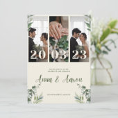 ピンクアンドグリーンミニマル結婚式招待状 招待状 (スタンド正面)