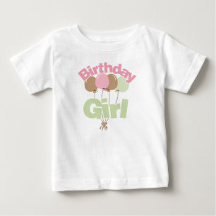 ピンクアンドグリーン誕生日ガール ベビーTシャツ