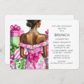 ピンクアンドグリーン誕生日ブライダルシャワー 招待状 (正面/裏面)