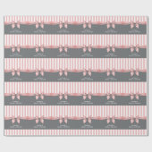 ピンクアンドグレーウィズボストライプウブライダルシャワー ラッピングペーパー (フラット)