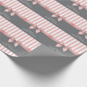 ピンクアンドグレーウィズボストライプウブライダルシャワー ラッピングペーパー (角)