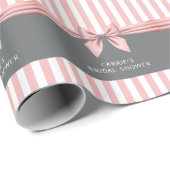 ピンクアンドグレーウィズボストライプウブライダルシャワー ラッピングペーパー (ロールコーナー)