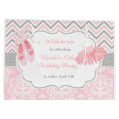 ピンクアンドグレーシェブロンバレリーナ誕生日 サンキュー ラージペーパーバッグ (裏面)