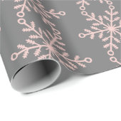 ピンクアンドグレースノーフレークスホリデーラッピング紙 ラッピングペーパー (ロールコーナー)