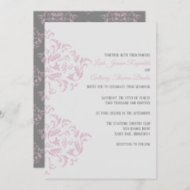 ピンクアンドグレーダマエレガントスク招待状 招待状