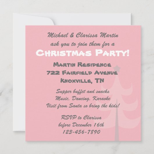 ピンクアンドグレーバードストライプホリデーパーティー招待状 招待状 (裏面)