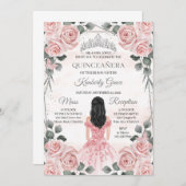 ピンクアンドグレープリンセスキンセアニェラ誕生日 招待状 (正面/裏面)