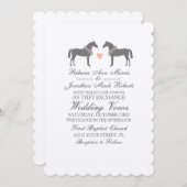 ピンクアンドグレーホース結婚式招待状 招待状 (正面/裏面)