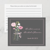 ピンクアンドグレーメイソンジャールブライダルシャワーアドバイス アドバイスカード (正面/裏面)