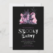 ピンクアンドグレー幽霊のよく出るハウスハローウィンパーティ 招待状 (正面)