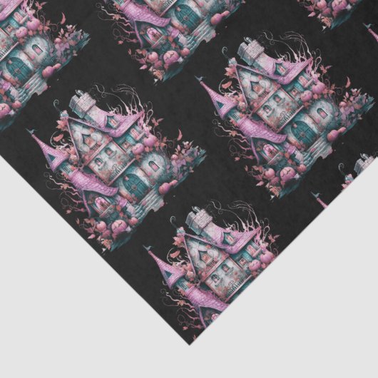 ピンクアンドグレー幽霊のよく出るハウスパターンハロウィーン 薄葉紙 (詳細)