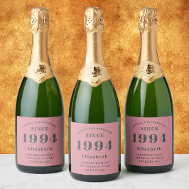 ピンクアンドグレー30th誕生日1994写真テンプレート スパークリングワインラベル