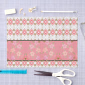 ピンクアンドコーラルフローラデザイン 薄葉紙 (クラフト)