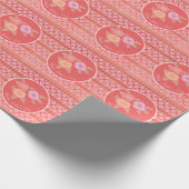 ピンクアンドコーラルフローラ ラッピングペーパー (角)