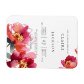 ピンクアンドコーラルプニーモダン結婚式招待状 マグネット (横)