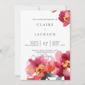 ピンクアンドコーラルプニーモダン結婚式招待状 招待状 (正面)