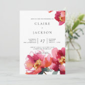 ピンクアンドコーラルプニーモダン結婚式招待状 招待状 (スタンド正面)